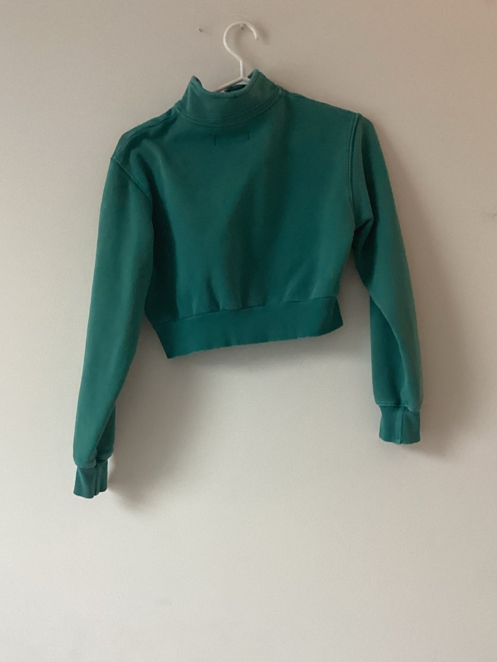 TNA Cropped Half-Zip Sweatshirt in Teal Green - Picture 2 of 8